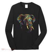 Elephant Animal Colourful Zoo Art Elephant Long Sleeve Shirt thumb 0