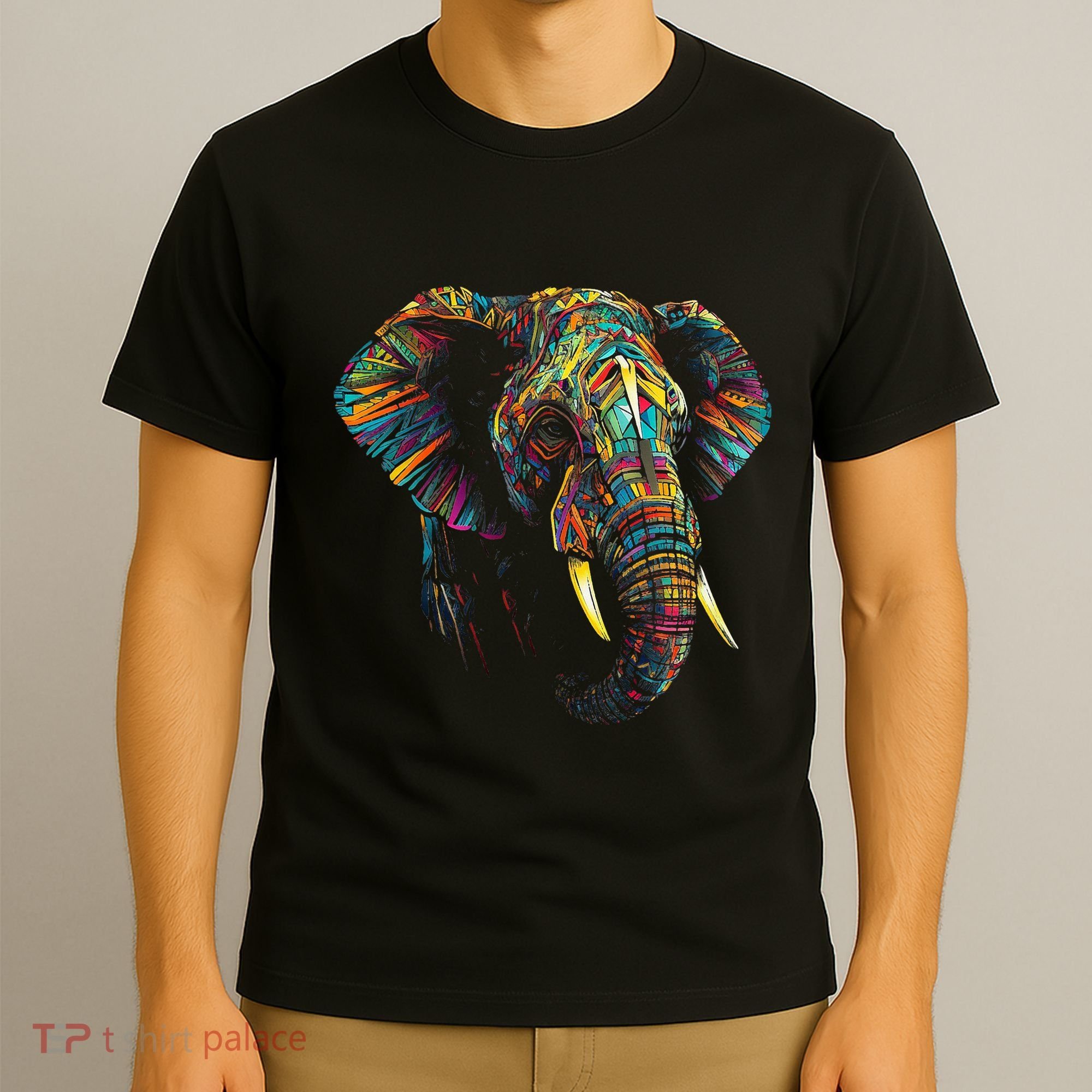 Elephant Animal Colourful Zoo Art Elephant T-Shirt
