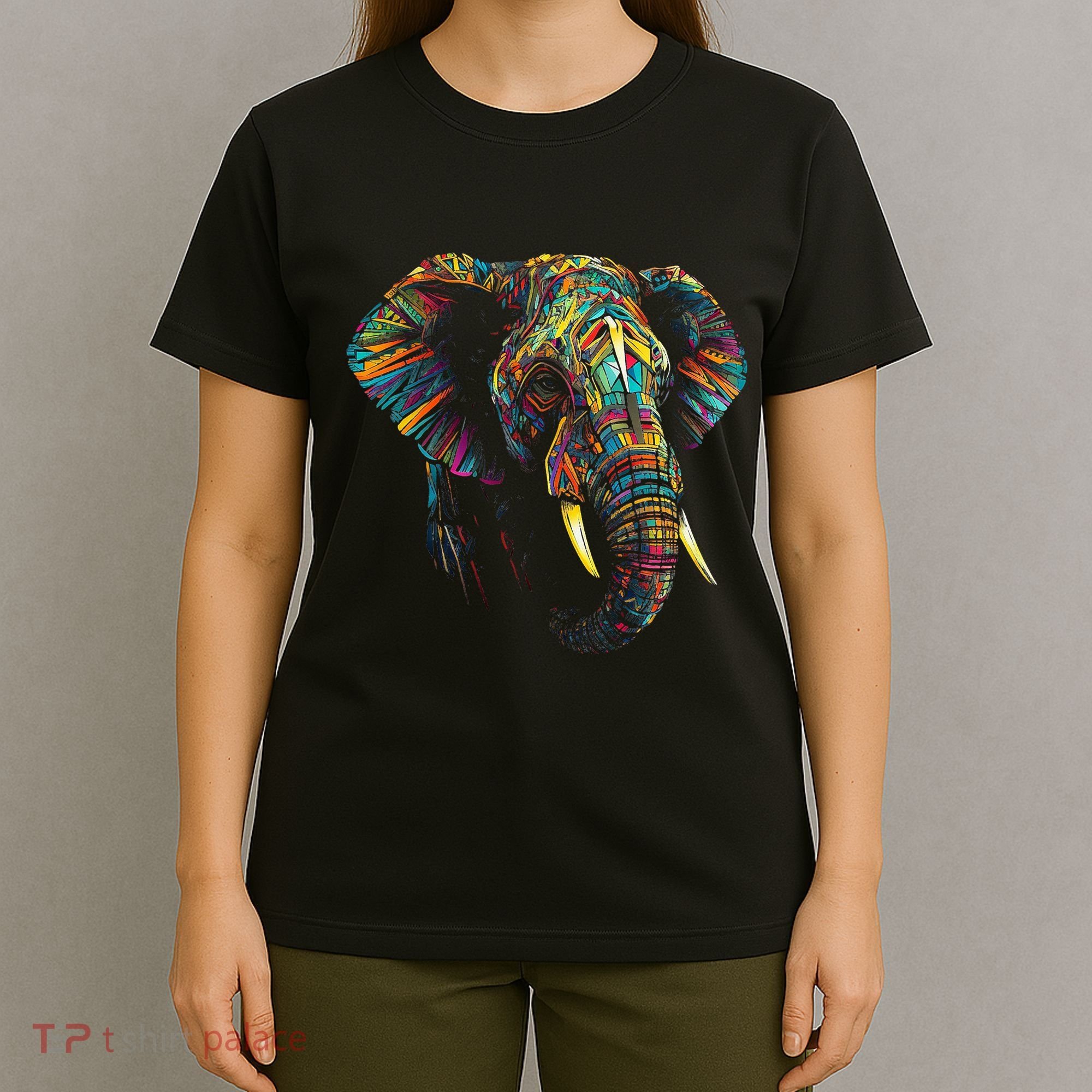 Elephant Animal Colourful Zoo Art Elephant T-Shirt