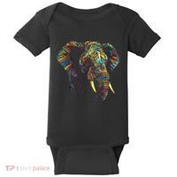 Elephant Animal Colourful Zoo Art Elephant Baby Bodysuit thumb 0