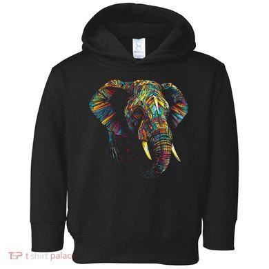 Elephant Animal Colourful Zoo Art Elephant Toddler Hoodie
