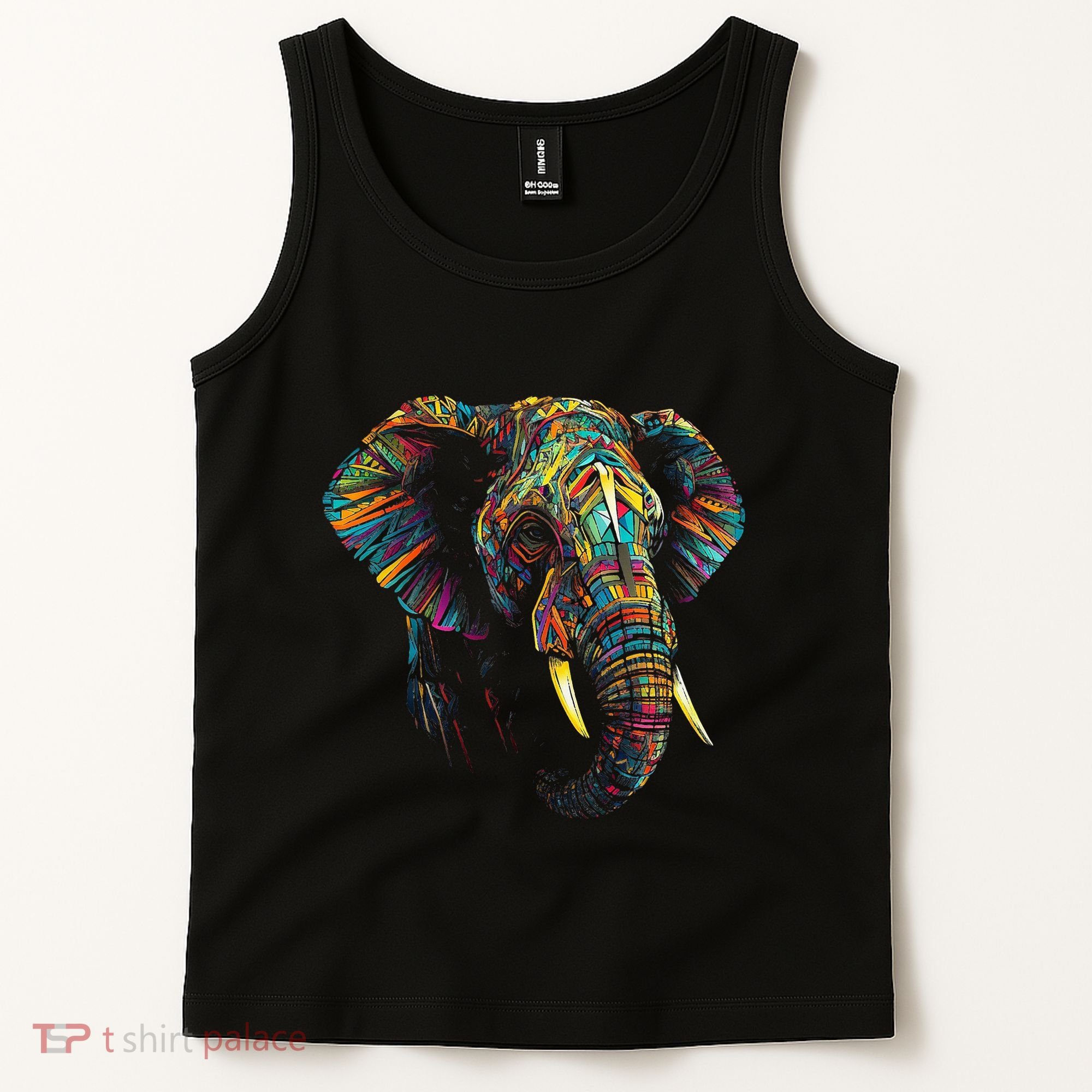 Elephant Animal Colourful Zoo Art Elephant Tank Top