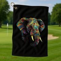 Elephant Animal Colourful Zoo Art Elephant Golf Towel thumb 1
