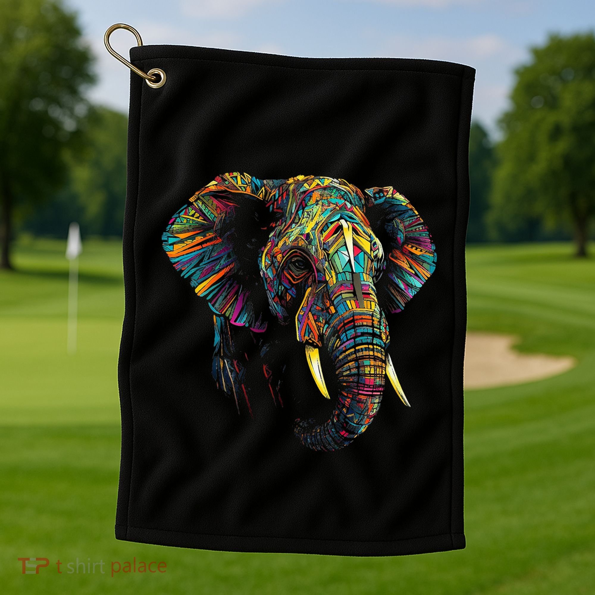 Elephant Animal Colourful Zoo Art Elephant Golf Towel