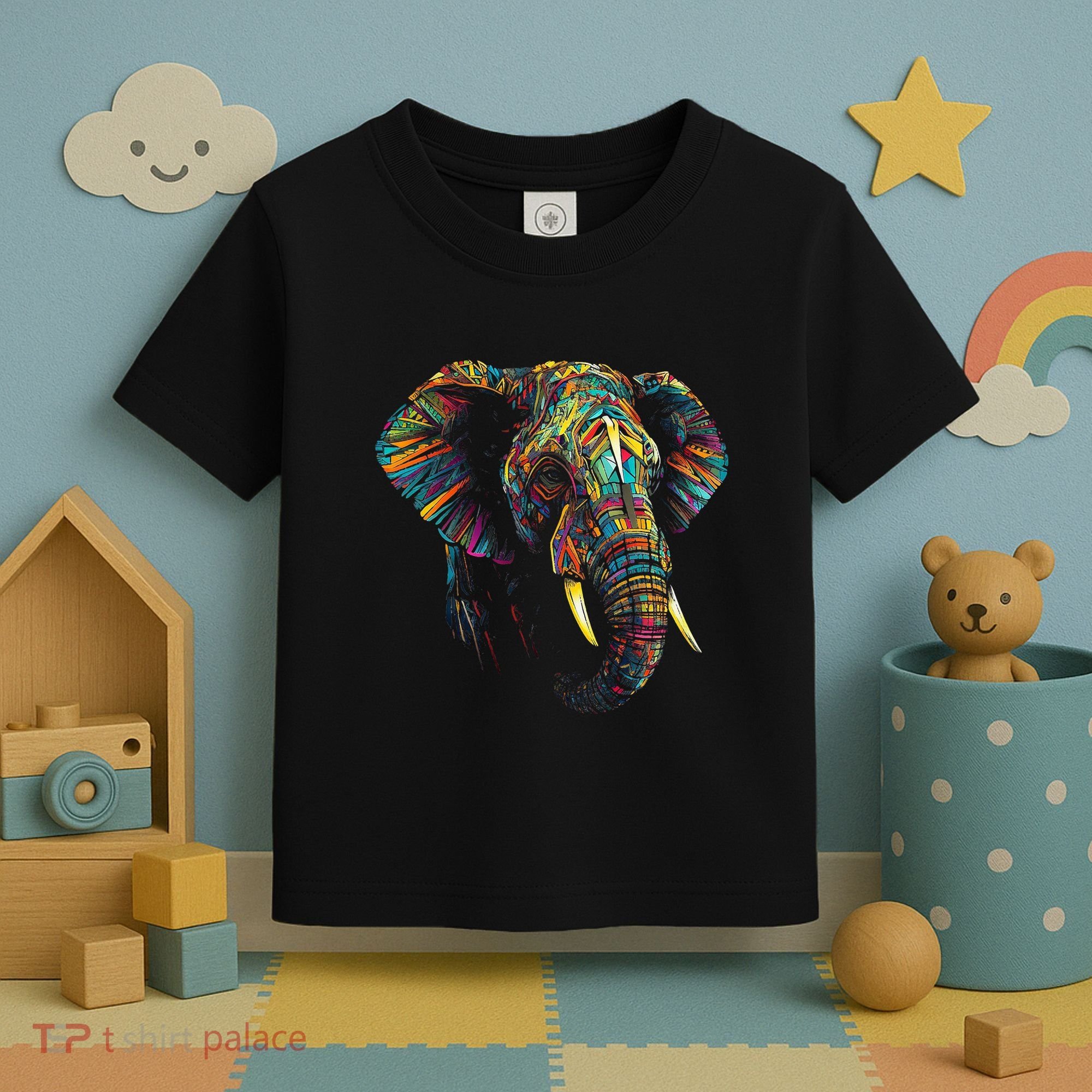 Elephant Animal Colourful Zoo Art Elephant Toddler T-Shirt