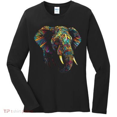 Elephant Animal Colourful Zoo Art Elephant Women's Long Sleeve Shirt
