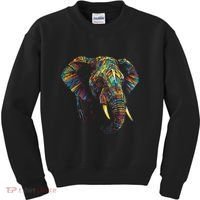 Elephant Animal Colourful Zoo Art Elephant Kids Sweatshirt thumb 0