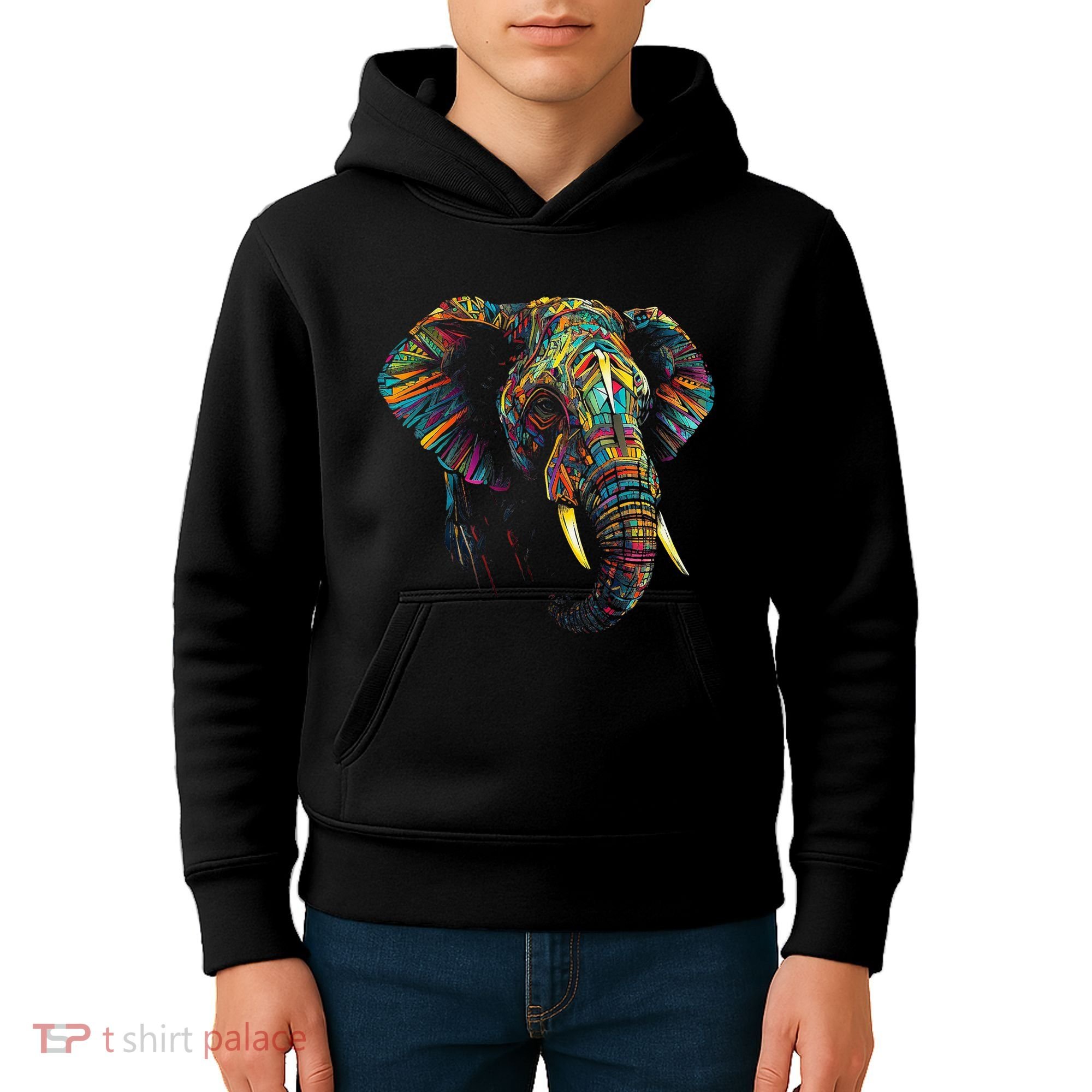 Elephant Animal Colourful Zoo Art Elephant Kids Hoodie