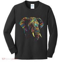 Elephant Animal Colourful Zoo Art Elephant Kids Long Sleeve Shirt thumb 0