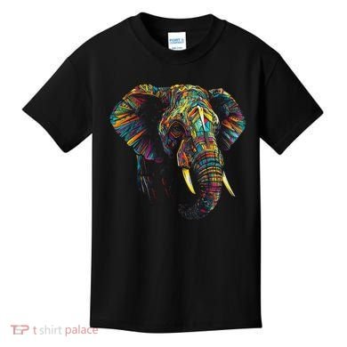 Elephant Animal Colourful Zoo Art Elephant Kids T-Shirt