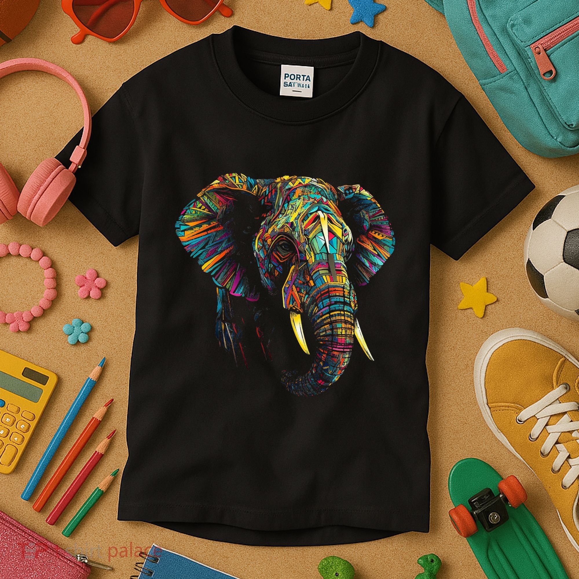 Elephant Animal Colourful Zoo Art Elephant Kids T-Shirt