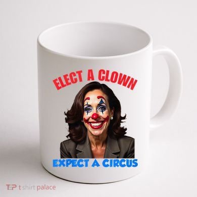Elect A Clown Expect A Circus Kamala Lets Go Brenda Coffee Mug back