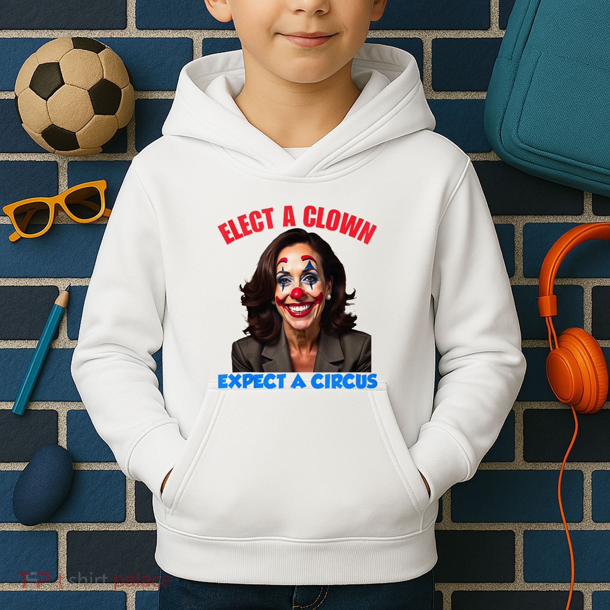 Elect A Clown Expect A Circus Kamala Lets Go Brenda Kids Hoodie