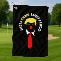 Elect A Clown Expect A Circus Funny Anti Trump Graphic Golf Towel thumb 1
