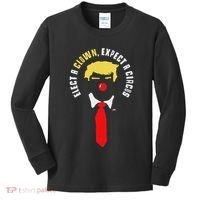 Elect A Clown Expect A Circus Funny Anti Trump Graphic Kids Long Sleeve Shirt thumb 0