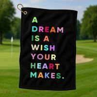 Enjoy A Dream Is A Wish Your Heart Makes Cool Quotes Graphic Gift Golf Towel thumb 1