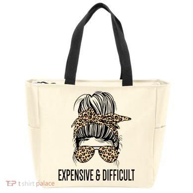 Expensive And Difficult Funny Bougie Bougee Messy Bun Cool Gift Tote Bag