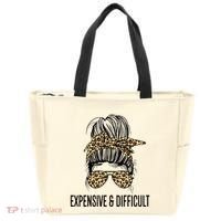 Expensive And Difficult Funny Bougie Bougee Messy Bun Cool Gift Tote Bag thumb 0