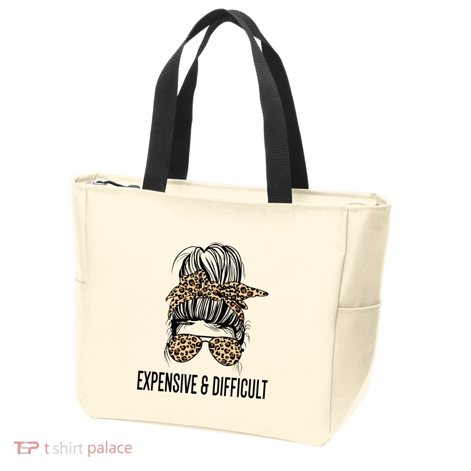 Expensive And Difficult Funny Bougie Bougee Messy Bun Cool Gift Tote Bag