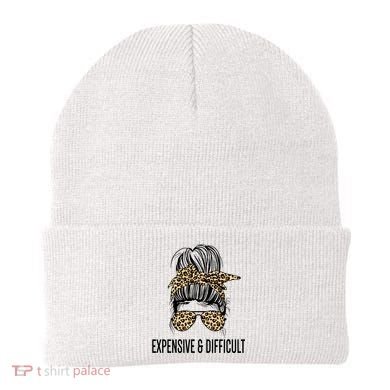 Expensive And Difficult Funny Bougie Bougee Messy Bun Cool Gift Beanie