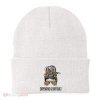 Expensive And Difficult Funny Bougie Bougee Messy Bun Cool Gift Beanie thumb 0