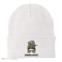 Expensive And Difficult Funny Bougie Bougee Messy Bun Cool Gift Beanie thumb 0