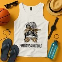 Expensive And Difficult Funny Bougie Bougee Messy Bun Cool Gift Tank Top thumb 4
