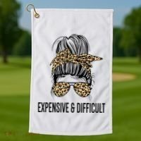 Expensive And Difficult Funny Bougie Bougee Messy Bun Cool Gift Golf Towel thumb 1