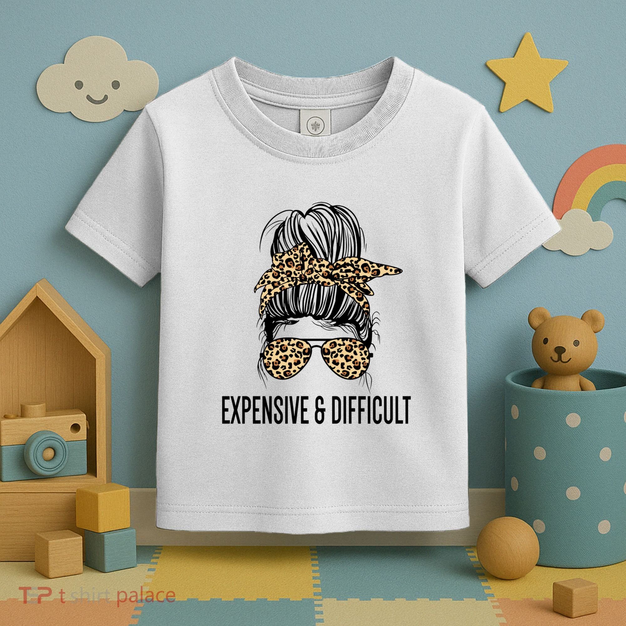 Expensive And Difficult Funny Bougie Bougee Messy Bun Cool Gift Toddler T-Shirt
