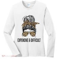 Expensive And Difficult Funny Bougie Bougee Messy Bun Cool Gift Women's Long Sleeve Shirt thumb 0
