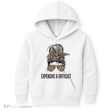 Expensive And Difficult Funny Bougie Bougee Messy Bun Cool Gift Kids Hoodie