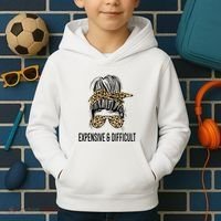 Expensive And Difficult Funny Bougie Bougee Messy Bun Cool Gift Kids Hoodie thumb 2