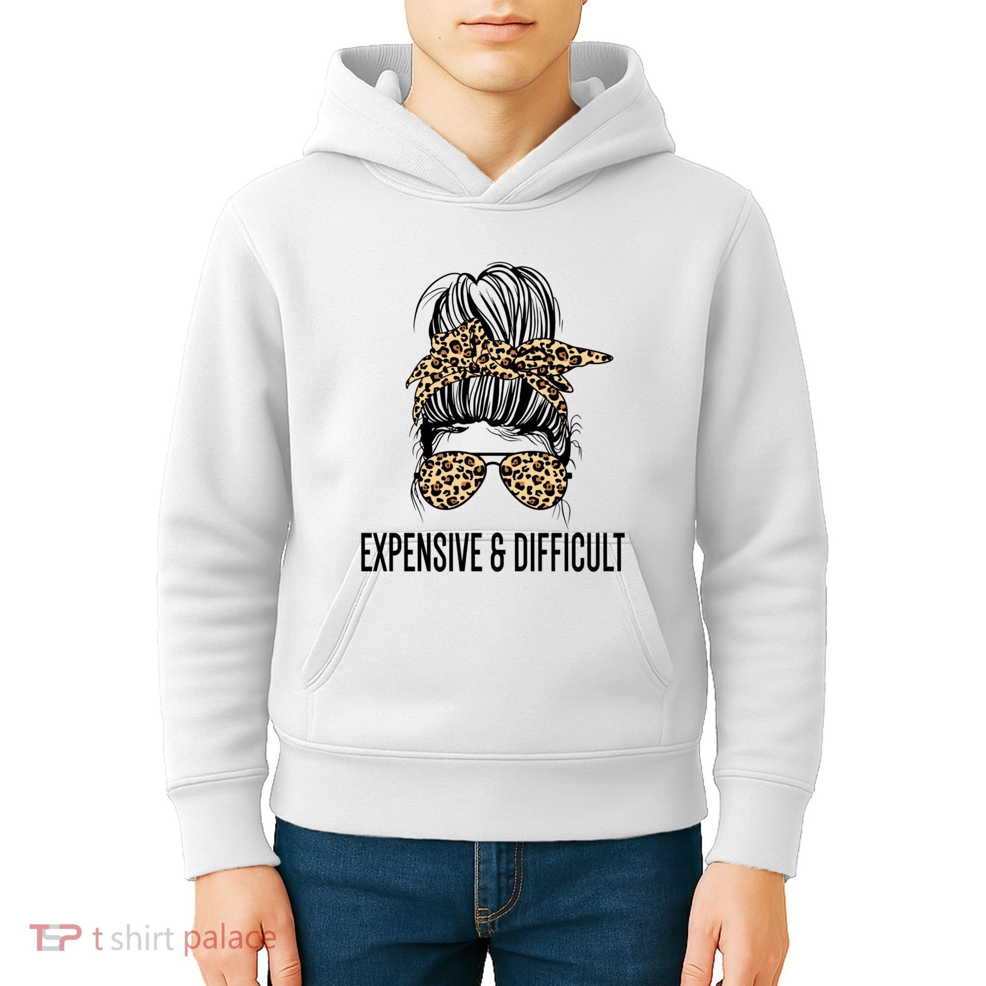 Expensive And Difficult Funny Bougie Bougee Messy Bun Cool Gift Kids Hoodie