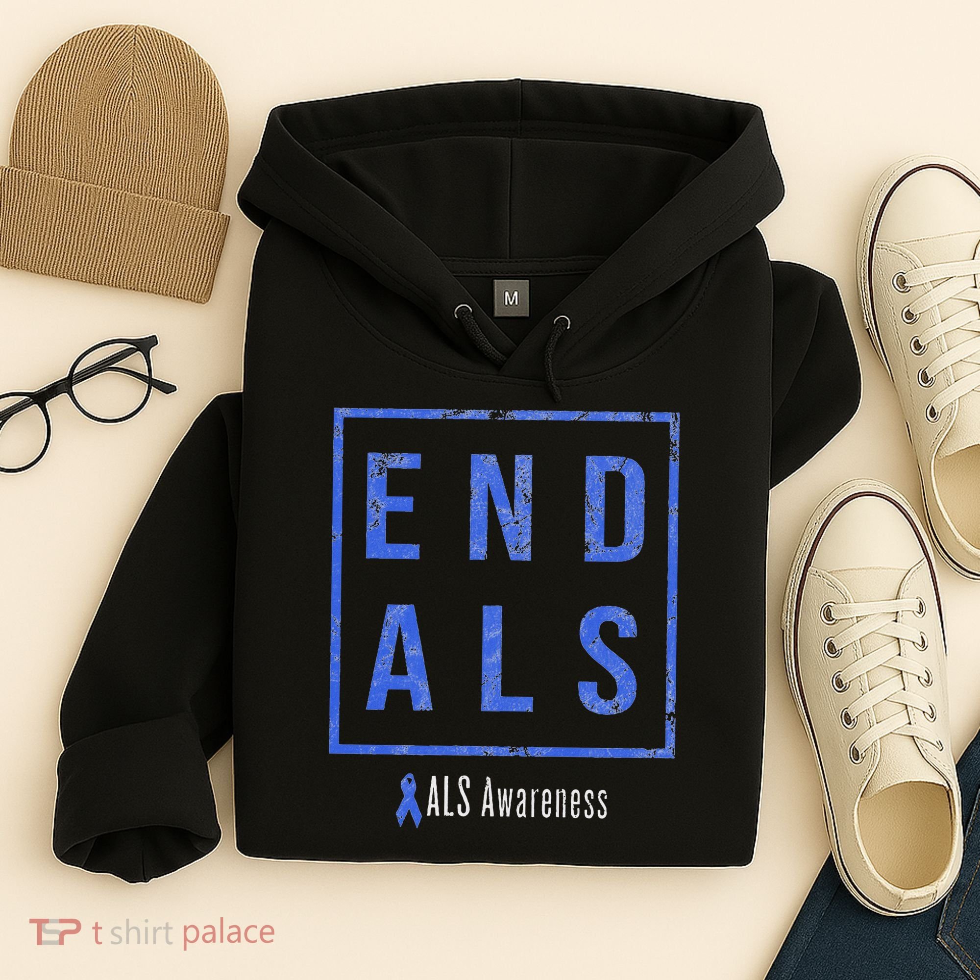 End Als, Distressed Als Awareness Hoodie