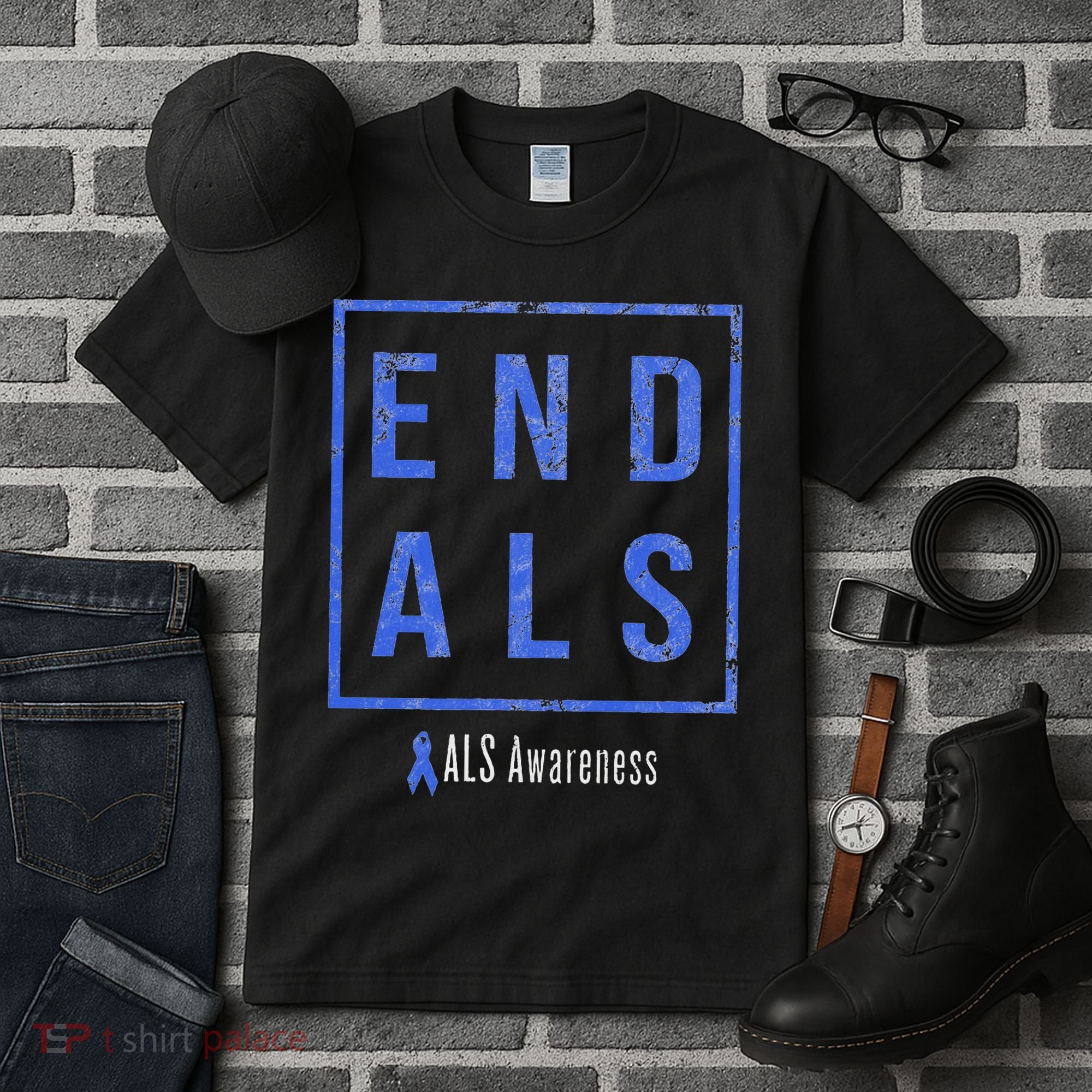 End Als, Distressed Als Awareness Tall T-Shirt