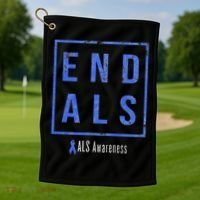 End Als, Distressed Als Awareness Golf Towel thumb 1