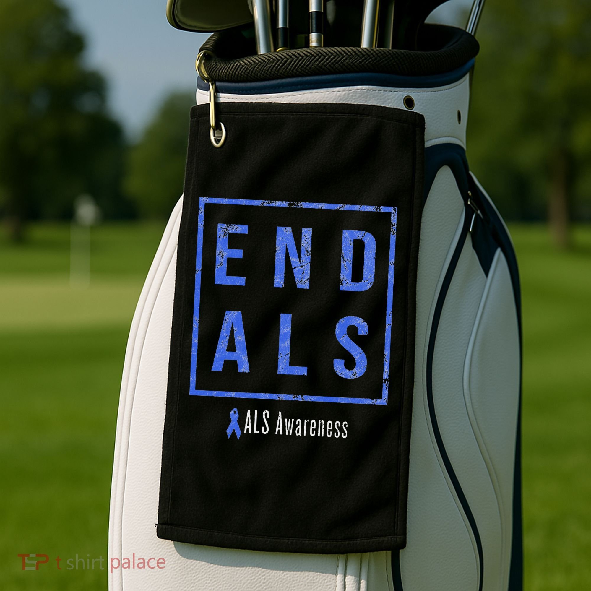 End Als, Distressed Als Awareness Golf Towel