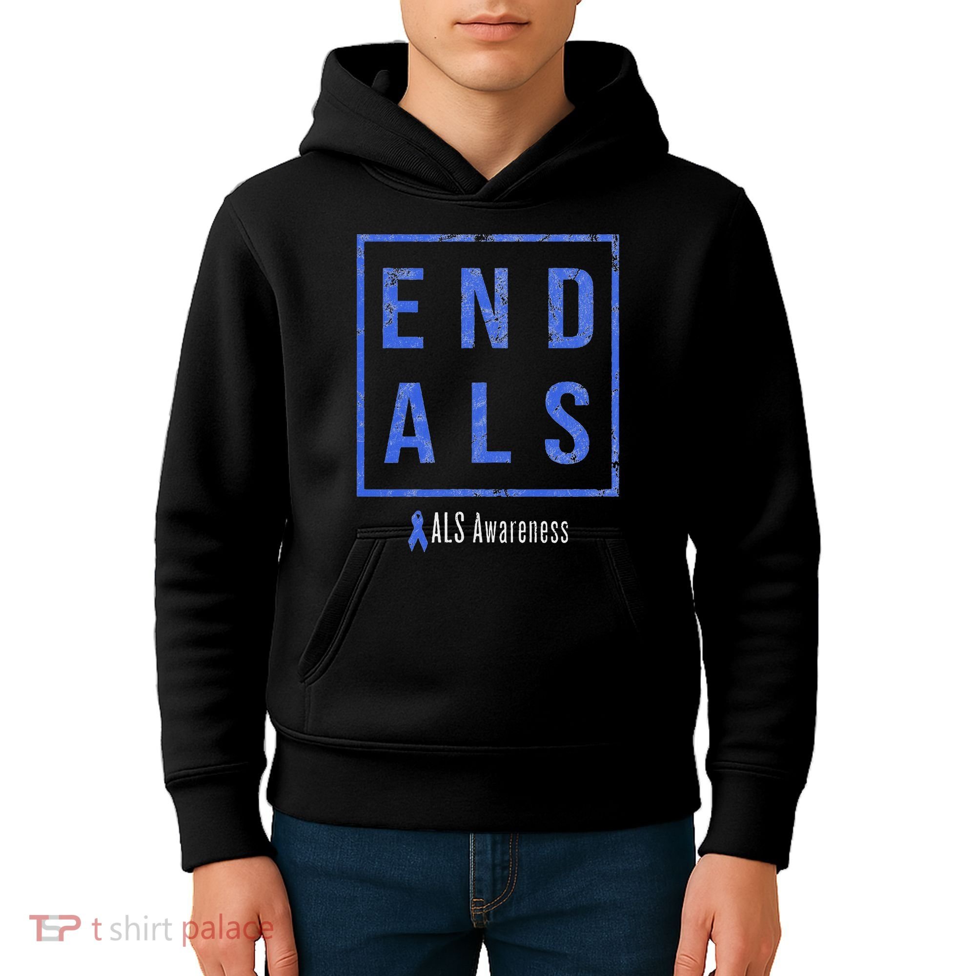 End Als, Distressed Als Awareness Kids Hoodie