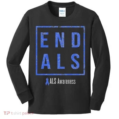 End Als, Distressed Als Awareness Kids Long Sleeve Shirt