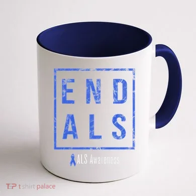 End Als, Distressed Als Awareness Coffee Mug back