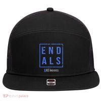 End Als Distressed Als Awareness 7 Panel Mesh Trucker Snapback Hat thumb 0