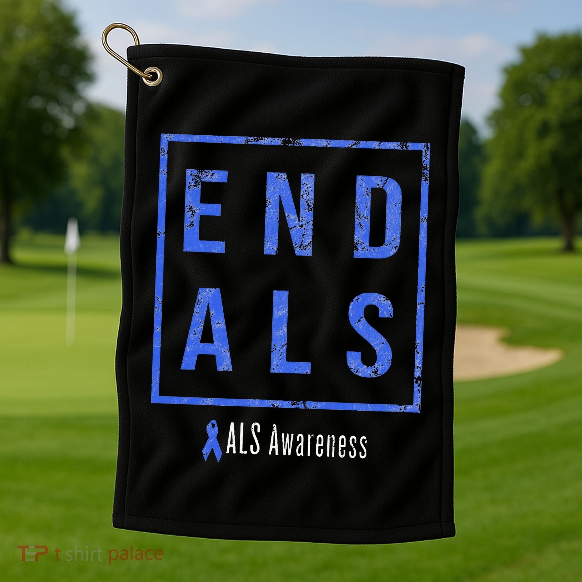 End Als Distressed Als Awareness Golf Towel