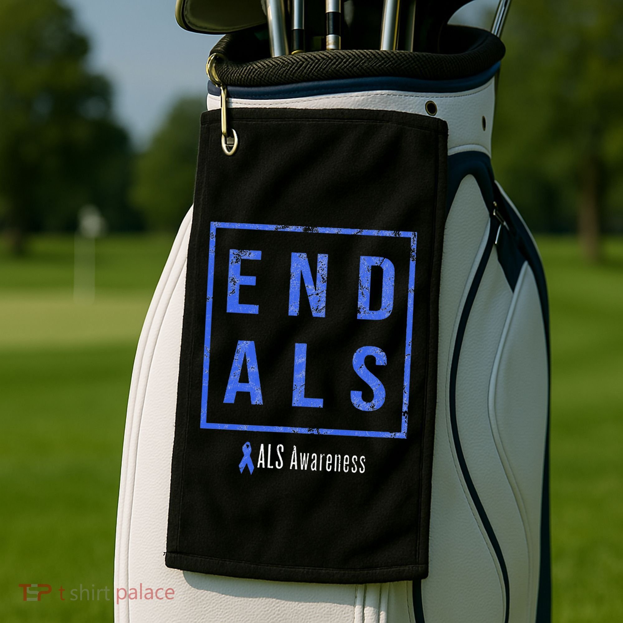 End Als Distressed Als Awareness Golf Towel
