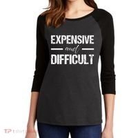 Expensive And Difficult Women's Tri-Blend 3/4-Sleeve Raglan Shirt thumb 2