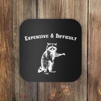 Expensive And Difficult Retro Funny Raccoon Coaster thumb 0