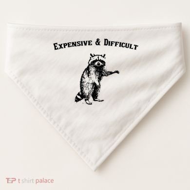 Expensive And Difficult Retro Funny Raccoon USA-Made Doggie Bandana