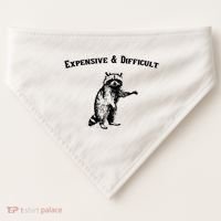 Expensive And Difficult Retro Funny Raccoon USA-Made Doggie Bandana thumb 0