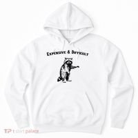 Expensive And Difficult Retro Funny Raccoon Hoodie thumb 0