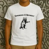 Expensive And Difficult Retro Funny Raccoon T-Shirt thumb 3