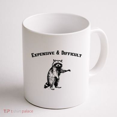 Expensive And Difficult Retro Funny Raccoon Coffee Mug back